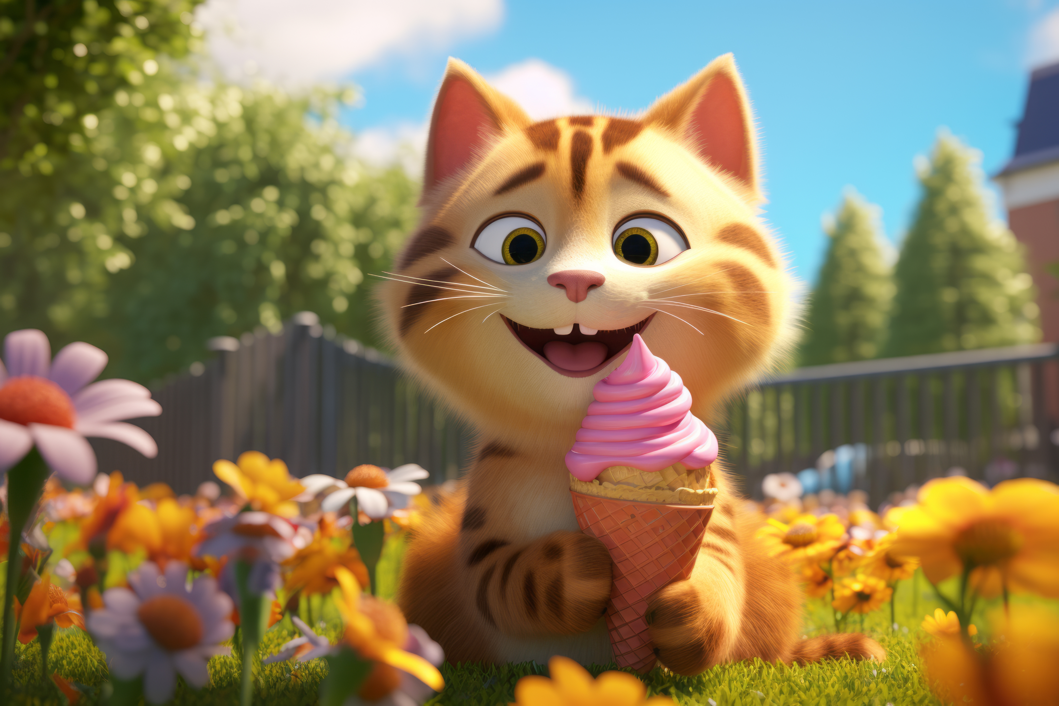 Happy cartoon cat